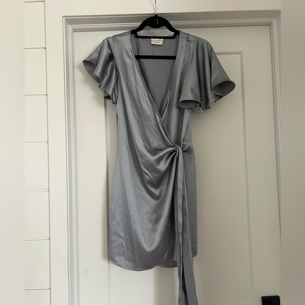 Dress Forum Silver Wrap Mini Dress